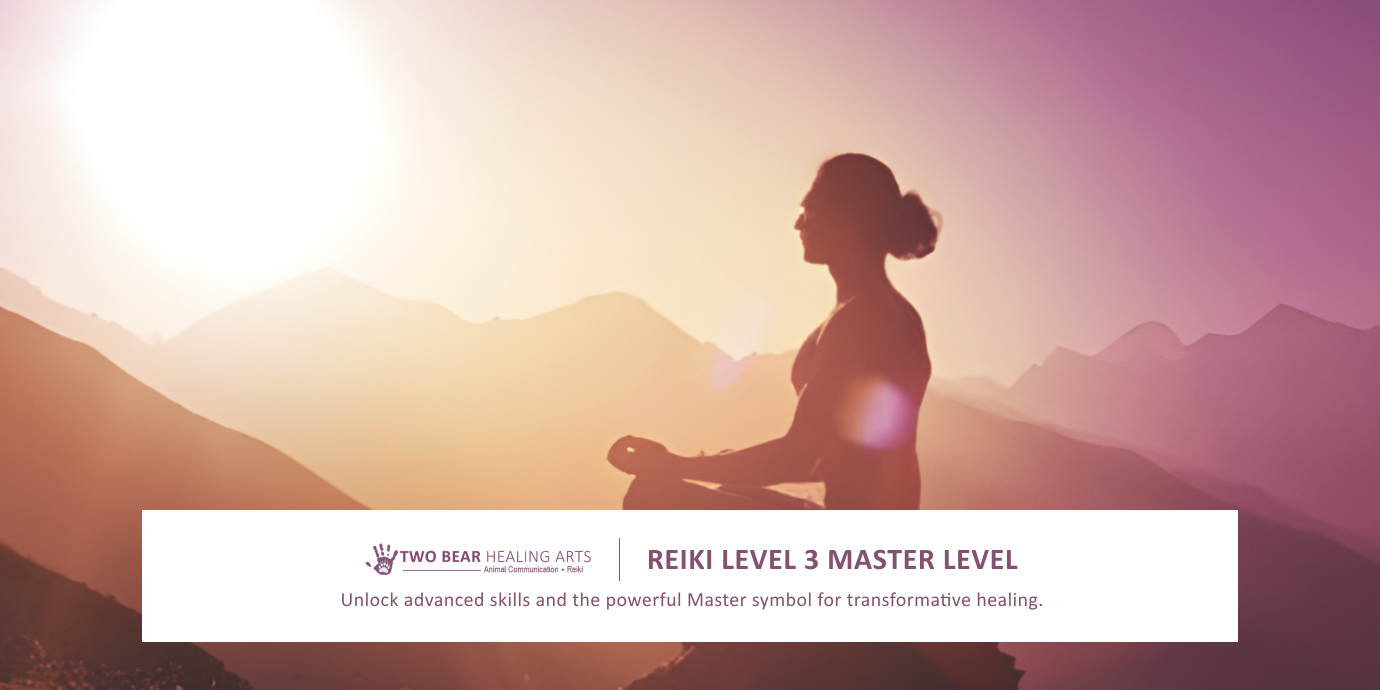 Ascend to Reiki Master! Image promotes Reiki Level 3 training, the final level, granting the ability to attune others to Reiki and deepen personal healing at the soul level.